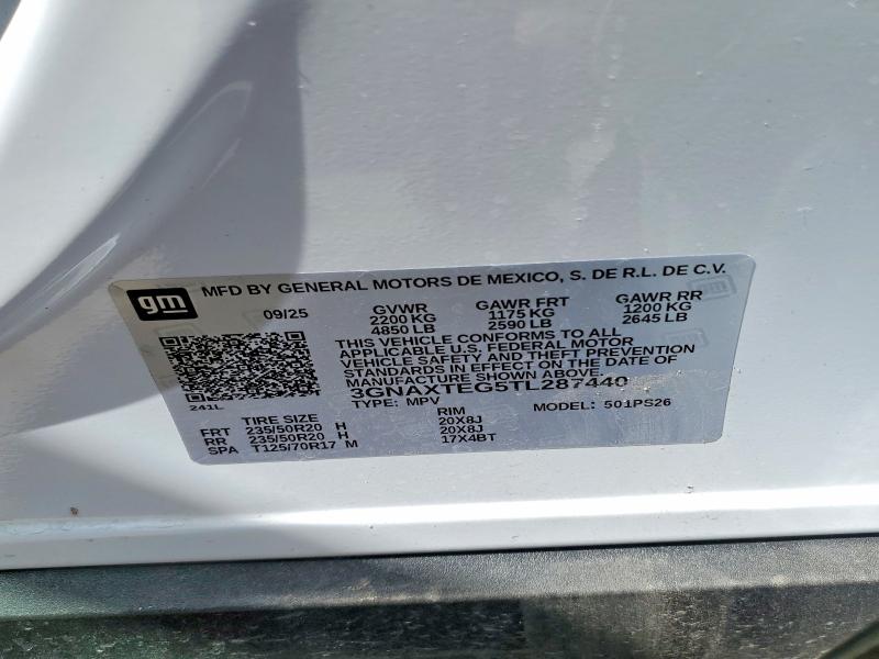 Aukcja sprzedaży 2026 Chevrolet Equinox, vin: 3GNAXTEG5TL287440, numer aukcji: 55029716