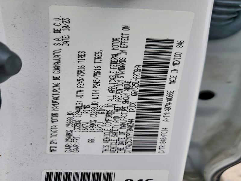 52762726 :رقم المزاد ، 3TYAZ5CN7PT040344 vin ، 2023 Toyota Tacoma مزاد بيع