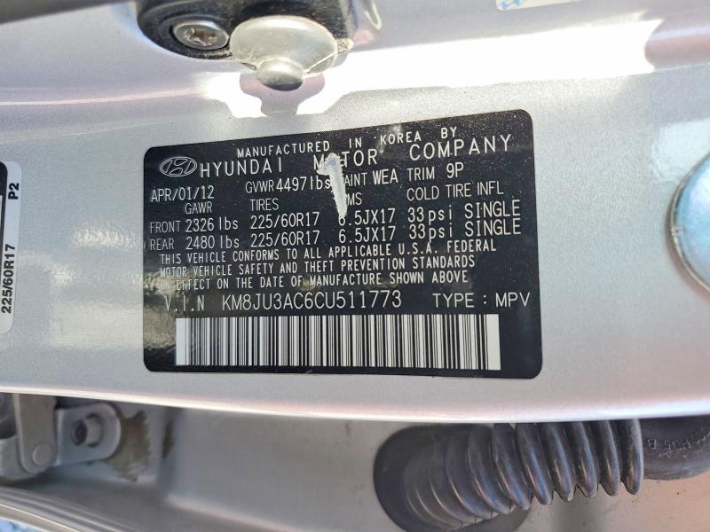 Продаж на аукціоні авто 2012 Hyundai Tucson, vin: KM8JU3AC6CU511773, номер лоту: 53359436