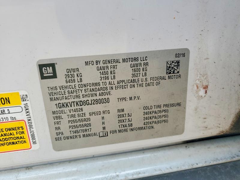 2016 Gmc Acadia მანქანა იყიდება აუქციონზე, vin: 1GKKVTKD8GJ280030, აუქციონის ნომერი: 54694726