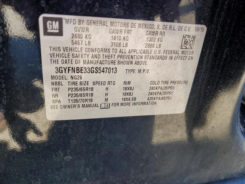 Aukcja sprzedaży 2016 Cadillac Srx, vin: 3GYFNBE33GS547013, numer aukcji: 54070206