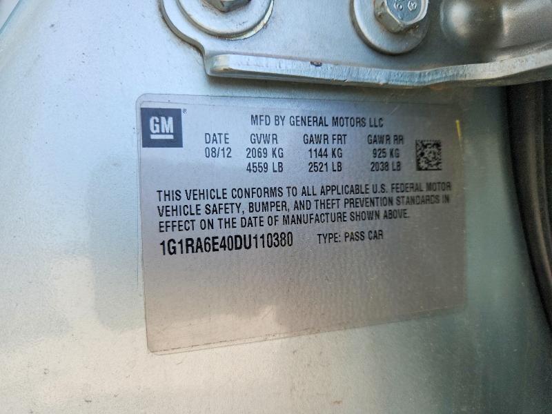 Aukcja sprzedaży 2013 Chevrolet Volt, vin: 1G1RA6E40DU110380, numer aukcji: 53823246