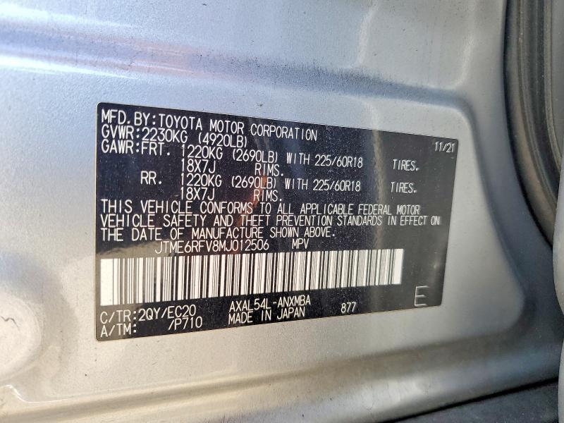 Продажа на аукционе авто 2021 Toyota Rav4, vin: JTME6RFV8MJ012506, номер лота: 54137416