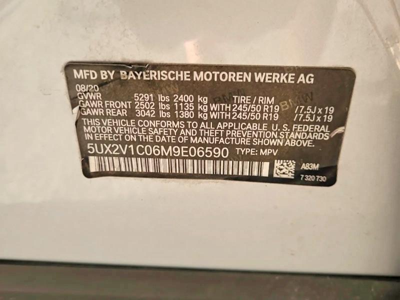 54093076 :رقم المزاد ، 5UX2V1C06M9E06590 vin ، 2021 Bmw X4 مزاد بيع