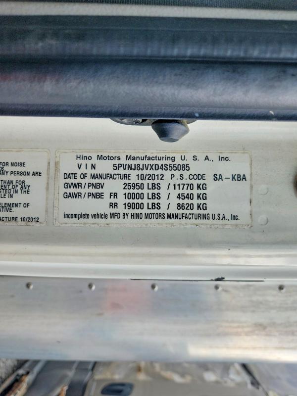 Auction sale of the 2013 Hino 258/268, vin: 5PVNJ8JVXD4S55085, lot number: 54631206