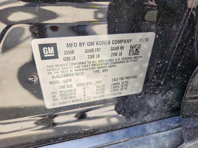 52195606 :رقم المزاد ، KL4CJCSM0KB798433 vin ، 2019 Buick Encore مزاد بيع