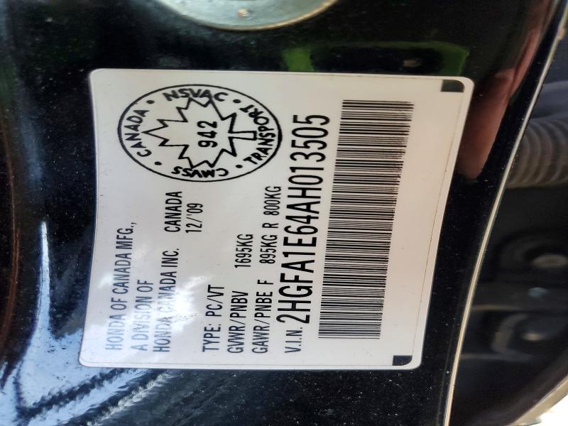 Aukcja sprzedaży 2010 Honda Civic, vin: 2HGFA1E64AH013505, numer aukcji: 53269686