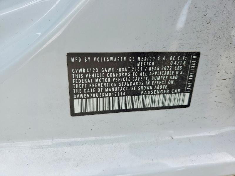 Продаж на аукціоні авто 2019 Volkswagen Jetta, vin: 3VWE57BU3KM017114, номер лоту: 53634846