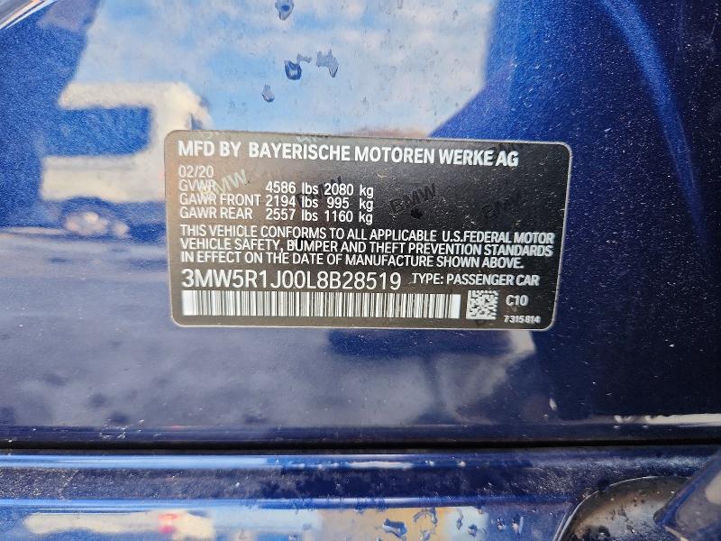 Продажа на аукционе авто 2020 Bmw 330i, vin: 3MW5R1J00L8B28519, номер лота: 53819146
