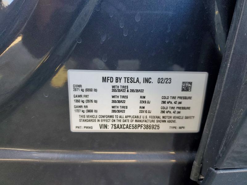 Продажа на аукционе авто 2023 Tesla Model X, vin: 7SAXCAE58PF386925, номер лота: 55454086