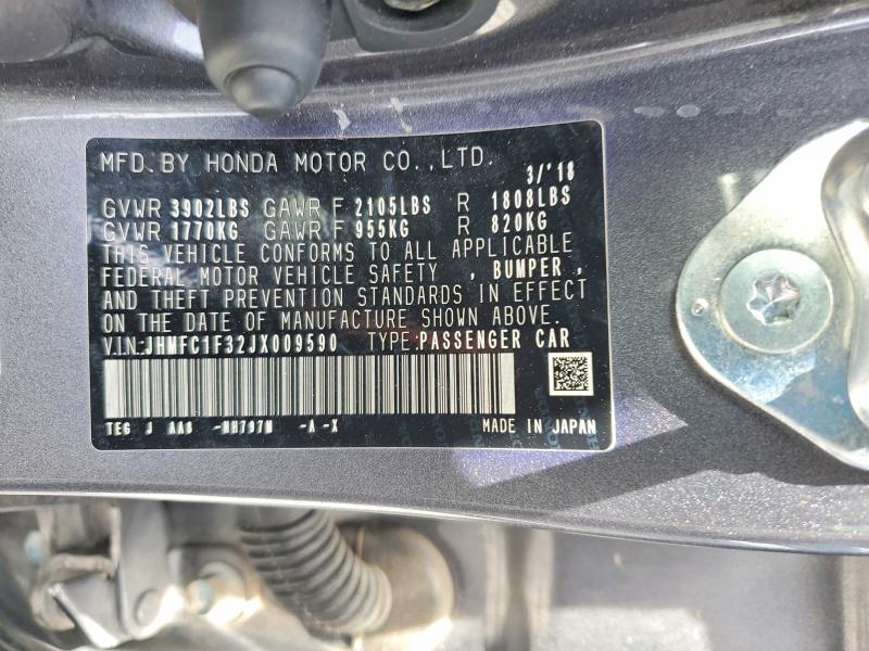 Продаж на аукціоні авто 2018 Honda Civic, vin: JHMFC1F32JX009590, номер лоту: 51823496