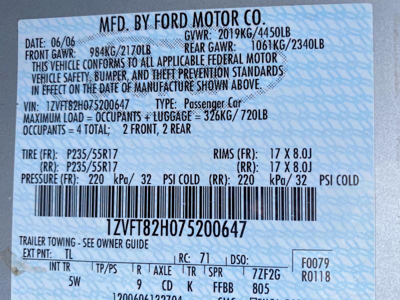 52797496 :رقم المزاد ، 1ZVFT82H075200647 vin ، 2007 Ford Mustang مزاد بيع