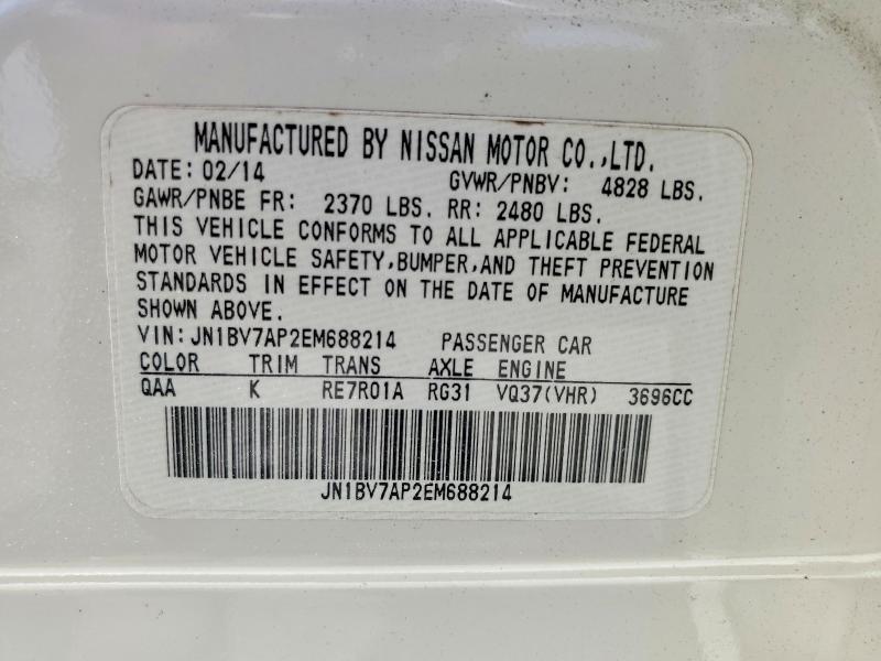 Aukcja sprzedaży 2014 Infiniti Q50, vin: JN1BV7AP2EM688214, numer aukcji: 53342446