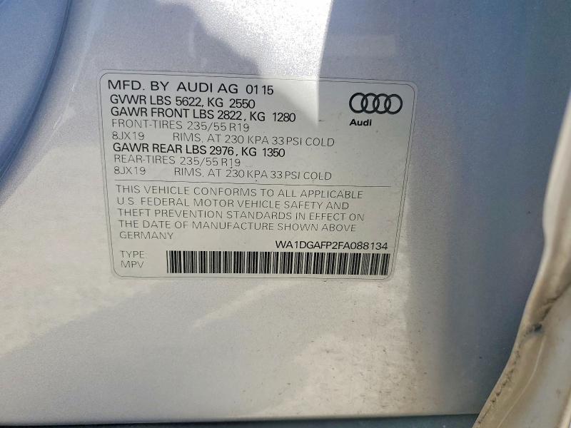 2015 Audi Q5 მანქანა იყიდება აუქციონზე, vin: WA1DGAFP2FA088134, აუქციონის ნომერი: 54560316