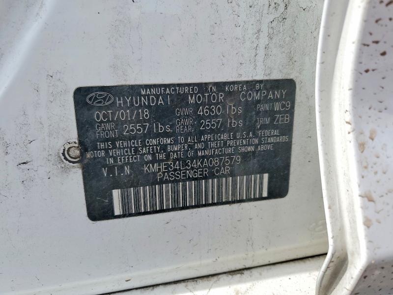52206646 :رقم المزاد ، KMHE34L34KA087579 vin ، 2019 Hyundai Sonata Hybrid مزاد بيع