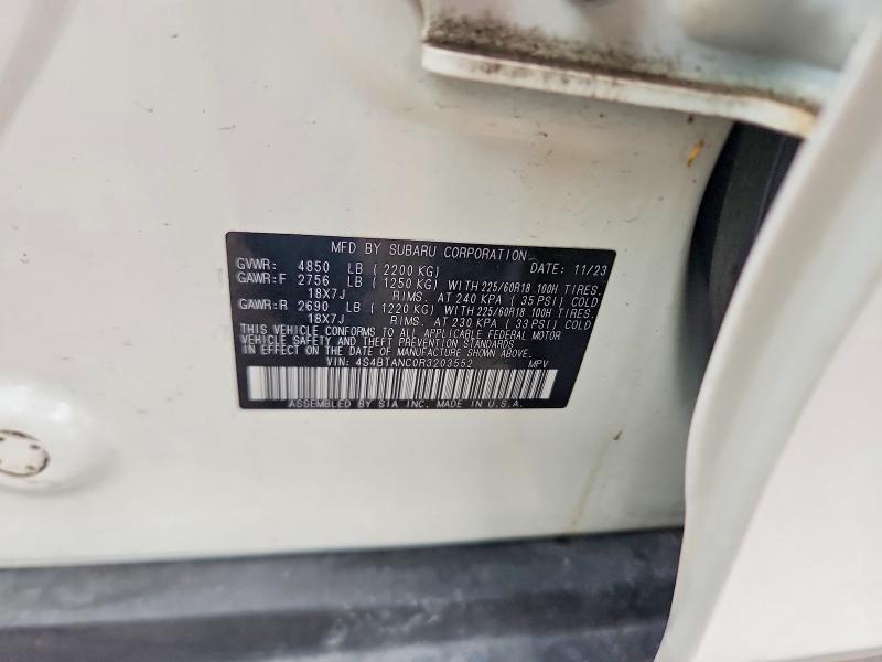 Aukcja sprzedaży 2024 Subaru Outback, vin: 4S4BTANC0R3203552, numer aukcji: 54268956