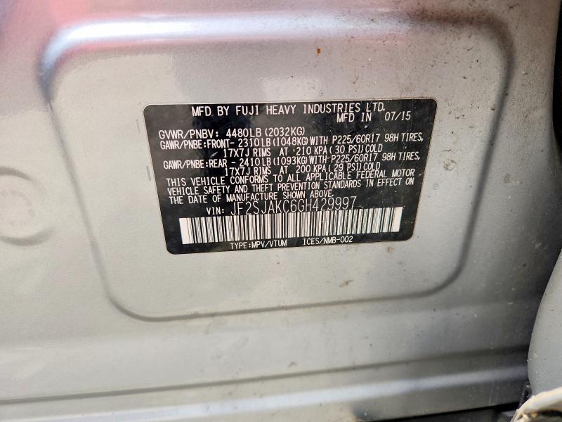 Aukcja sprzedaży 2016 Subaru Forester, vin: JF2SJAKC6GH429997, numer aukcji: 53037446