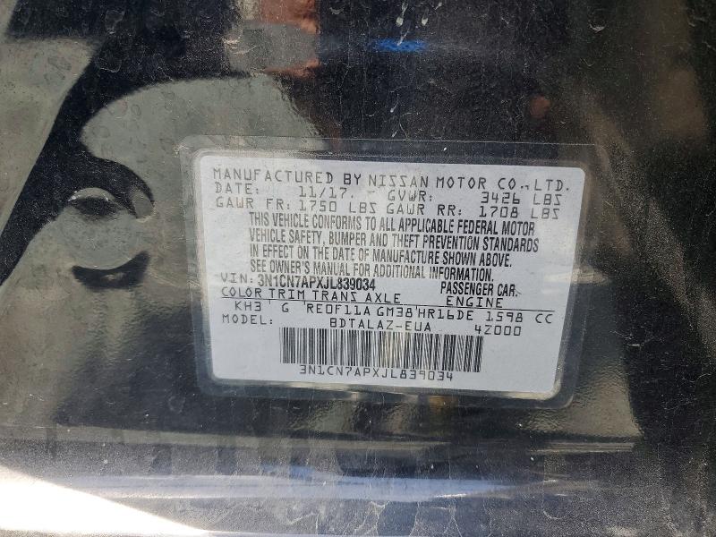 Aukcja sprzedaży 2018 Nissan Versa, vin: 3N1CN7APXJL839034, numer aukcji: 52575866