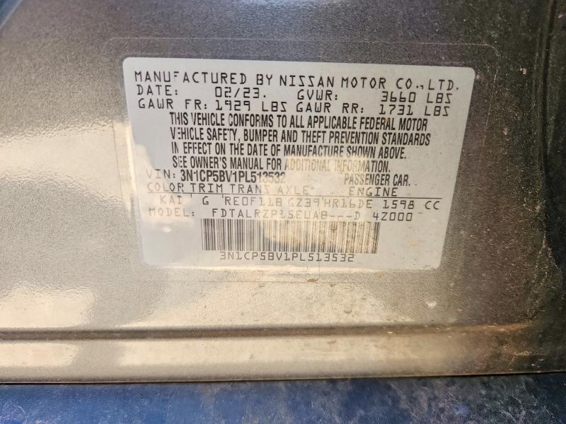 2023 Nissan Kicks მანქანა იყიდება აუქციონზე, vin: 3N1CP5BV1PL513532, აუქციონის ნომერი: 52193936