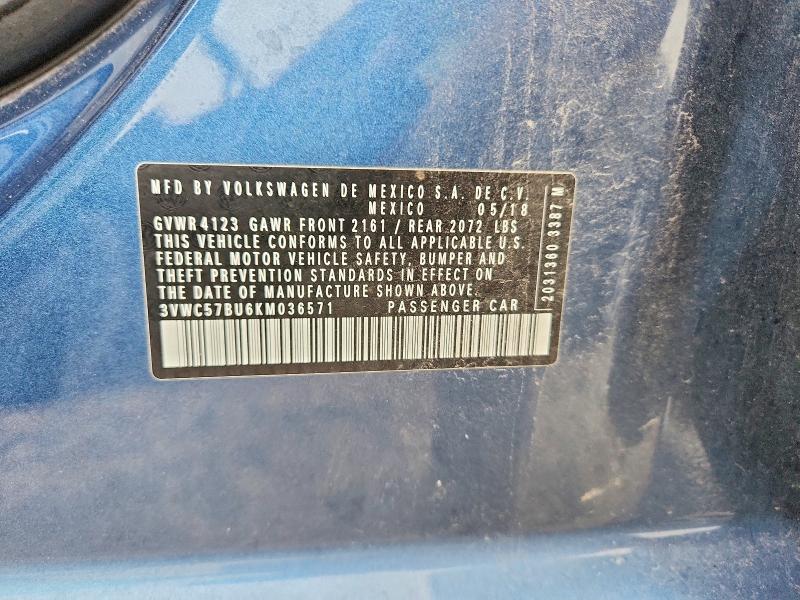 Продажа на аукционе авто 2019 Volkswagen Jetta, vin: 3VWC57BU6KM036571, номер лота: 54240526