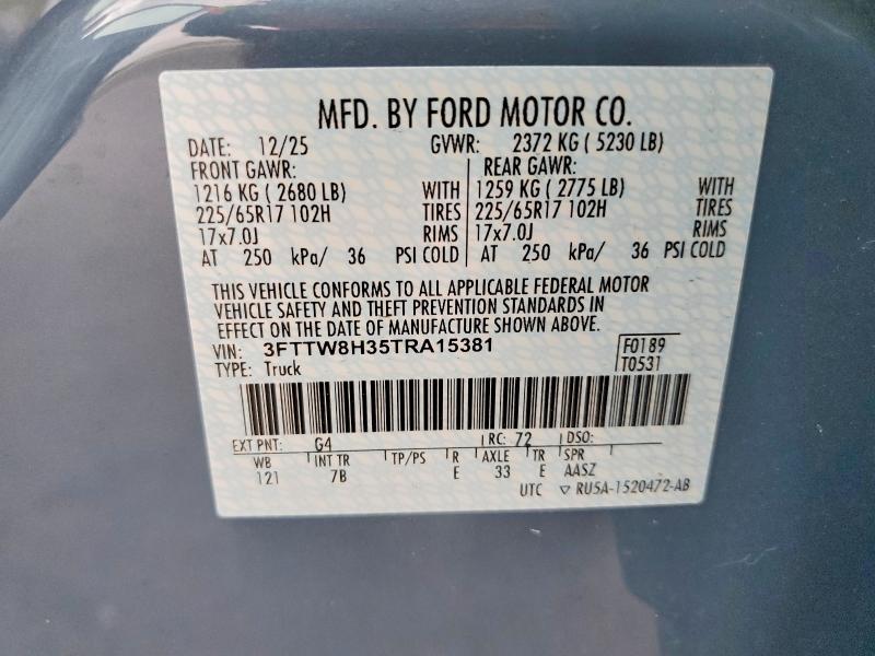 Продажа на аукционе авто 2026 Ford Maverick, vin: 3FTTW8H35TRA15381, номер лота: 52420616