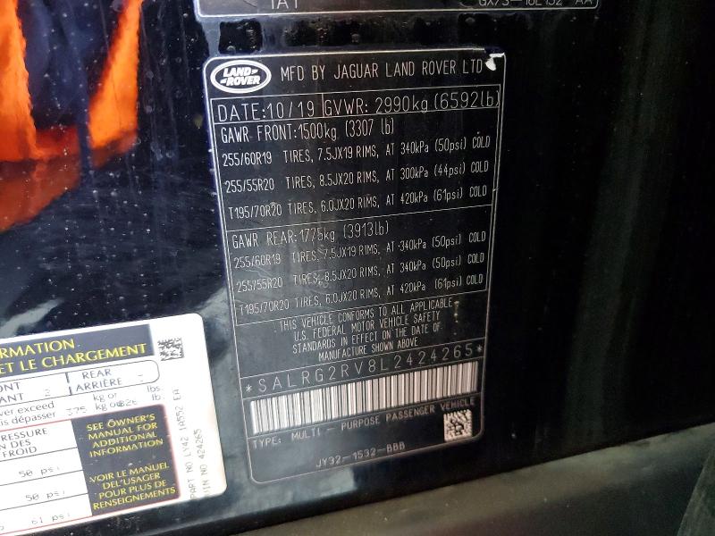 55008376 :رقم المزاد ، SALRG2RV8L2424265 vin ، 2020 Land Rover Discovery مزاد بيع