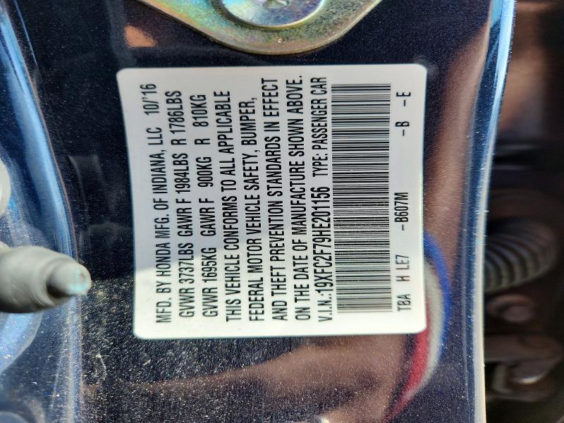 Aukcja sprzedaży 2017 Honda Civic, vin: 19XFC2F79HE201156, numer aukcji: 55061756