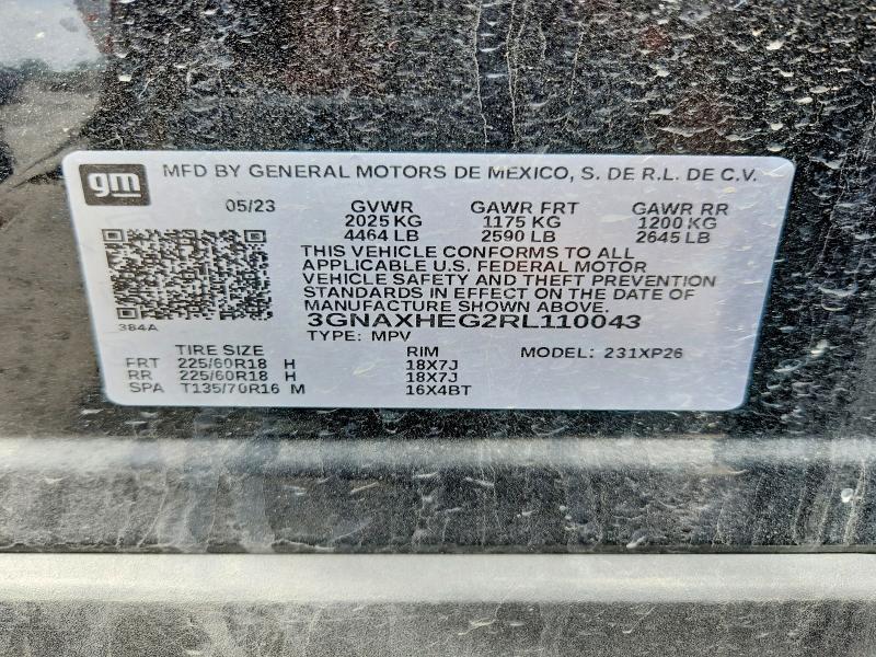 Продажа на аукционе авто 2024 Chevrolet Equinox, vin: 3GNAXHEG2RL110043, номер лота: 54899716