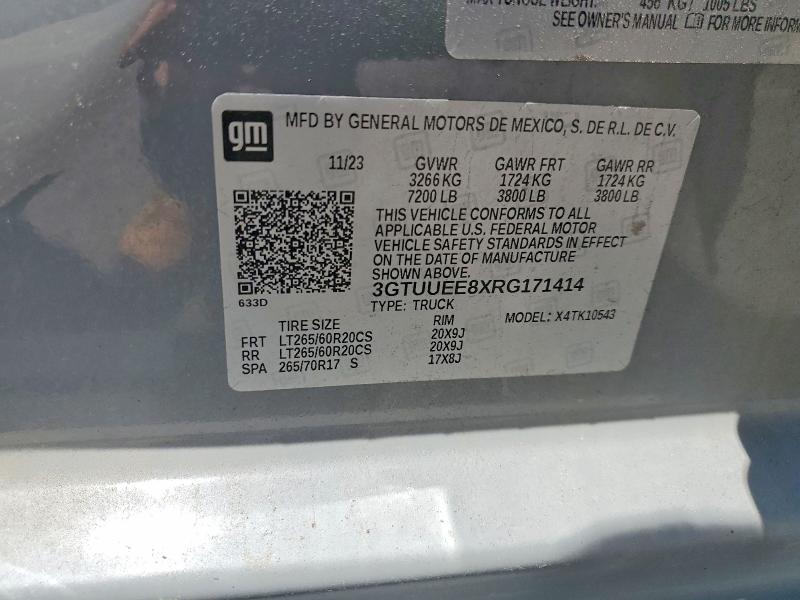 2024 Gmc Sierra მანქანა იყიდება აუქციონზე, vin: 3GTUUEE8XRG171414, აუქციონის ნომერი: 55584986