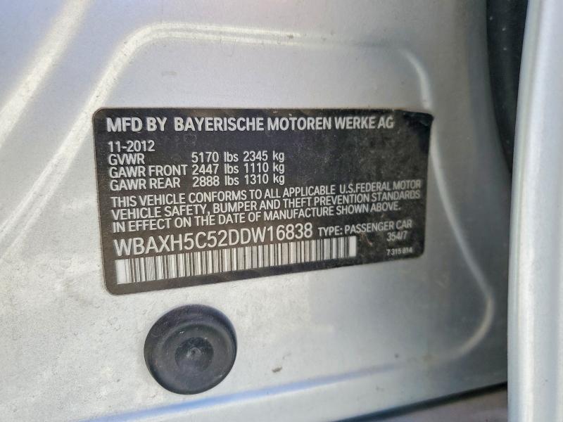 2013 Bmw 528 მანქანა იყიდება აუქციონზე, vin: WBAXH5C52DDW16838, აუქციონის ნომერი: 53321786