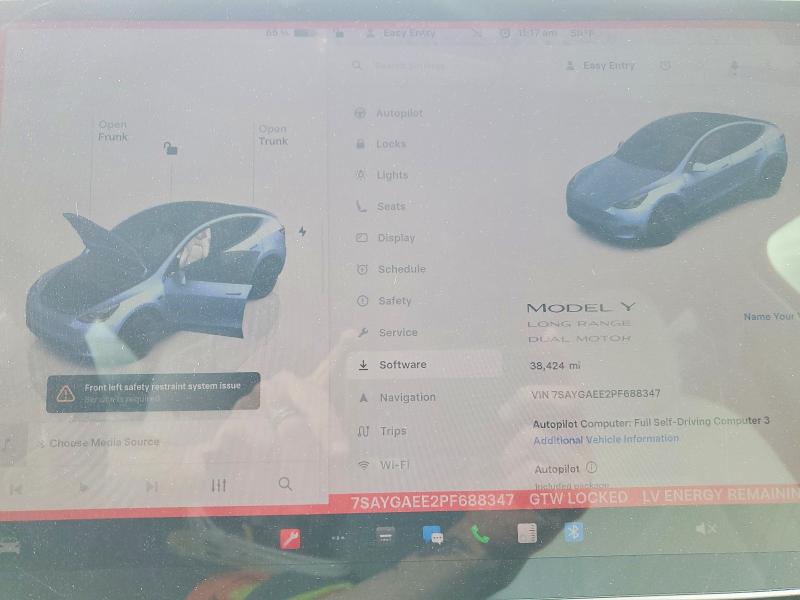2023 Tesla Model Y მანქანა იყიდება აუქციონზე, vin: 7SAYGAEE2PF688347, აუქციონის ნომერი: 53162186