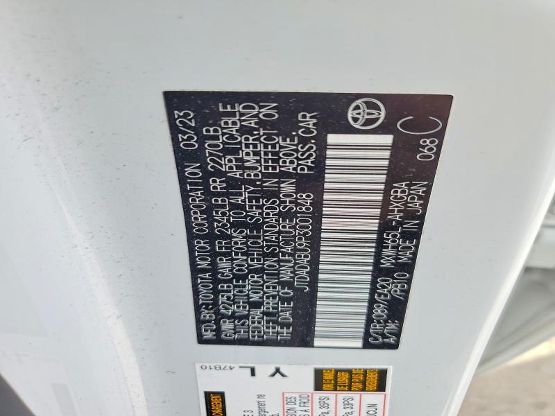 2023 Toyota Prius მანქანა იყიდება აუქციონზე, vin: JTDADABU9P3001848, აუქციონის ნომერი: 54420946