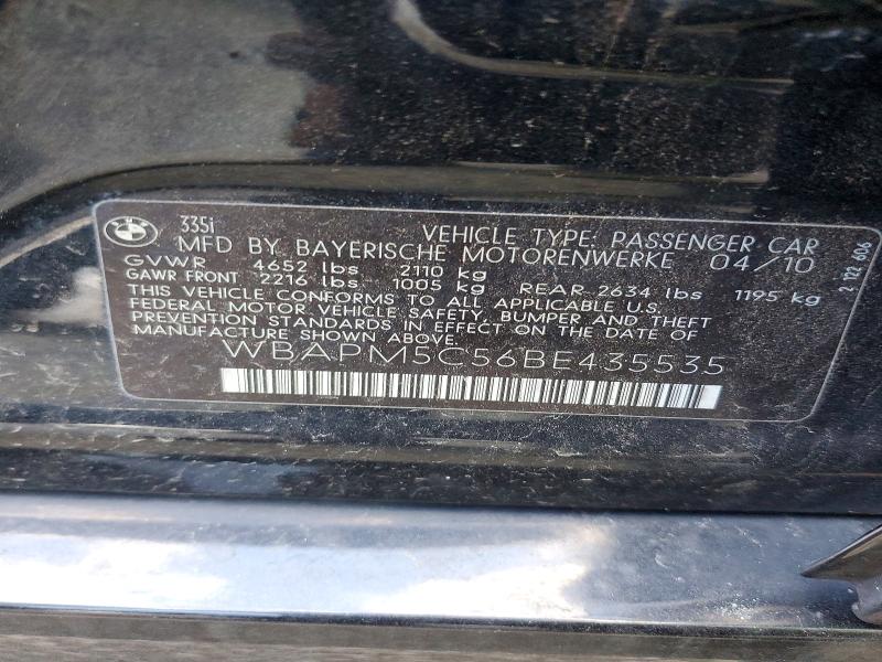 Продажа на аукционе авто 2011 Bmw 335i 4d Sa, vin: WBAPM5C56BE435535, номер лота: 53418336