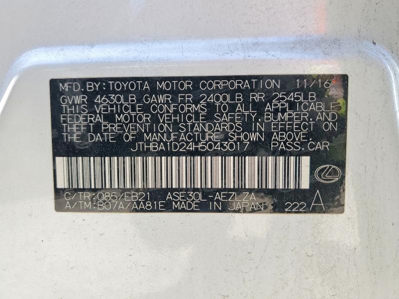 Продаж на аукціоні авто 2017 Lexus Is, vin: JTHBA1D24H5043017, номер лоту: 54153896