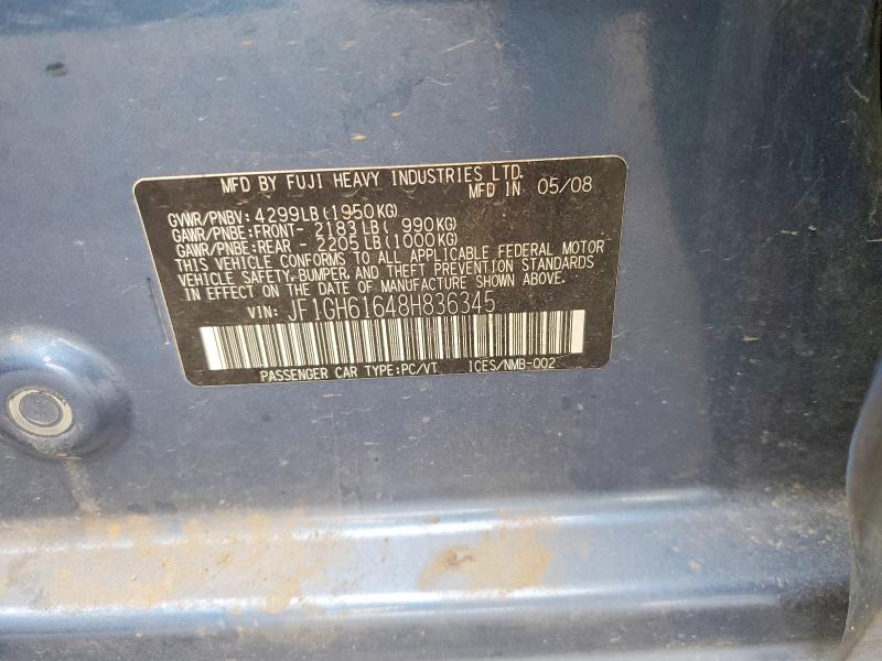 Продаж на аукціоні авто 2008 Subaru Impreza, vin: JF1GH61648H836345, номер лоту: 52258026