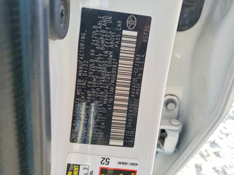 Продажа на аукционе авто 2022 Toyota Camry, vin: 4T1G11AK7NU690827, номер лота: 52726956