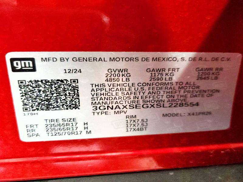 52676886 :رقم المزاد ، 3GNAXSEGXSL228554 vin ، 2025 Chevrolet Equinox مزاد بيع