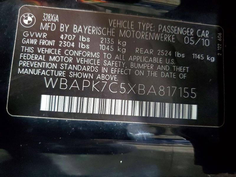 Продаж на аукціоні авто 2011 Bmw 328, vin: WBAPK7C5XBA817155, номер лоту: 54327186