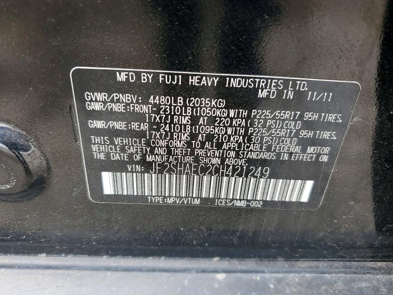 Продаж на аукціоні авто 2012 Subaru Forester, vin: JF2SHAEC2CH421249, номер лоту: 53270996