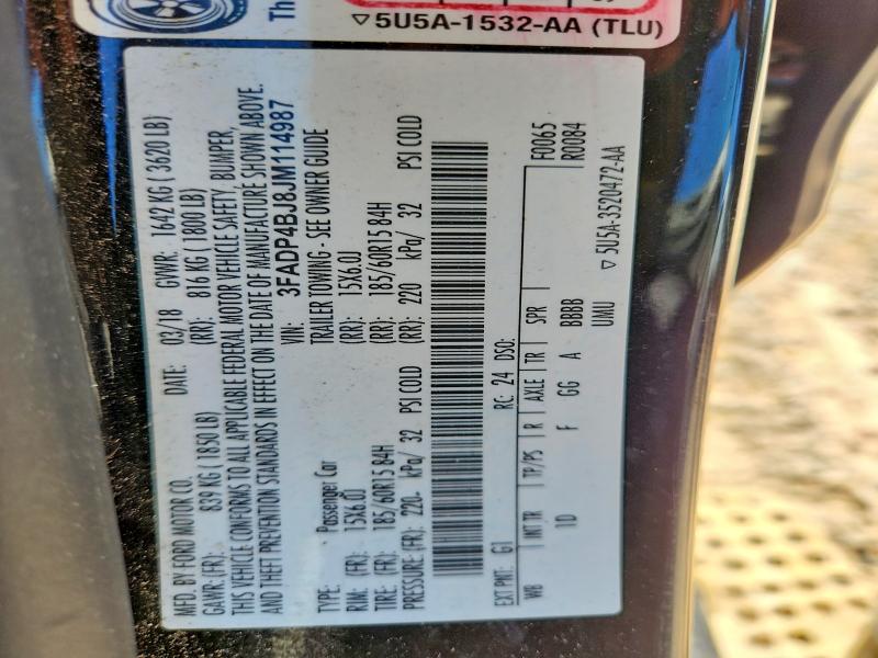 52002826 :رقم المزاد ، 3FADP4BJ8JM114987 vin ، 2018 Ford Fiesta مزاد بيع