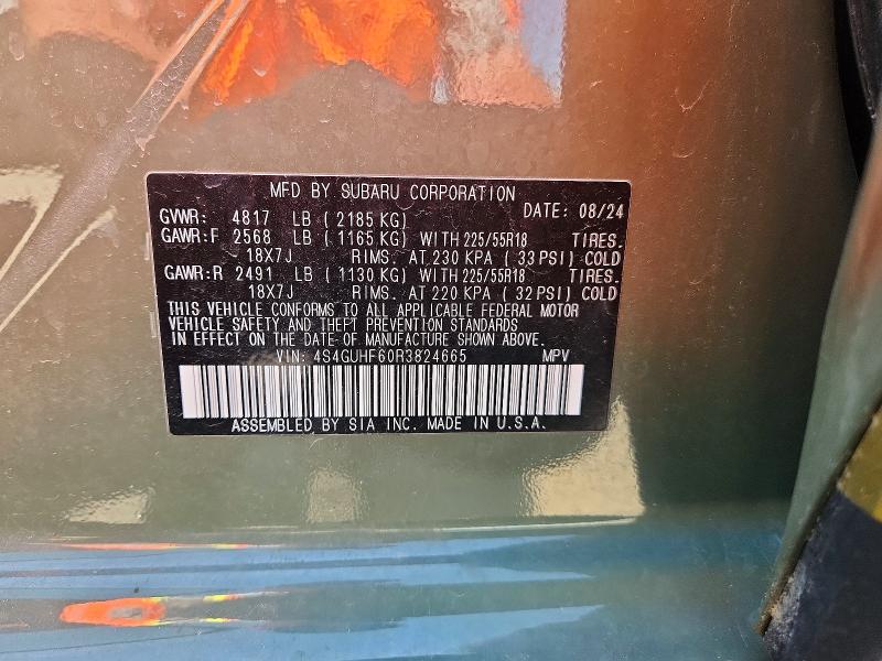 Auction sale of the 2024 Subaru Crosstrek, vin: 4S4GUHF60R3824665, lot number: 52239236