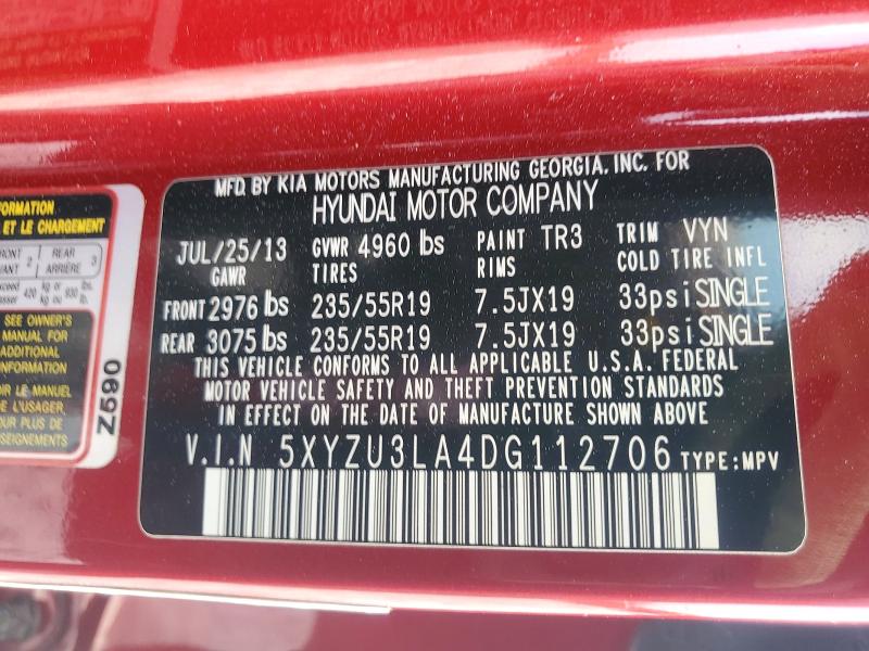 Продажа на аукционе авто 2013 Hyundai Santa Fe Sport, vin: 5XYZU3LA4DG112706, номер лота: 54746766