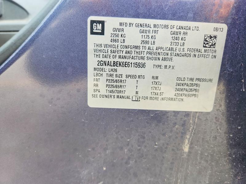 Aukcja sprzedaży 2014 Chevrolet Equinox, vin: 2GNALBEK6E6115936, numer aukcji: 53657596