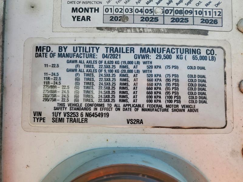 Auction sale of the 2022 Utility Trailer Vsra Reefe, vin: 1UYVS2536N6454919, lot number: 54669546