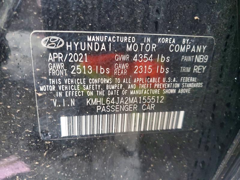 Продажа на аукционе авто 2021 Hyundai Sonata, vin: KMHL64JA2MA155512, номер лота: 52354336
