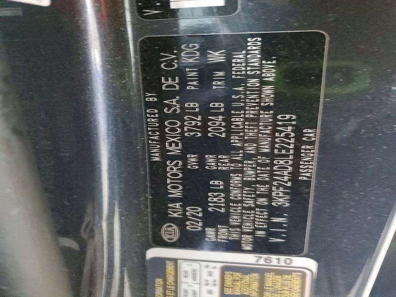 Aukcja sprzedaży 2020 Kia Forte, vin: 3KPF24AD8LE225419, numer aukcji: 53005326