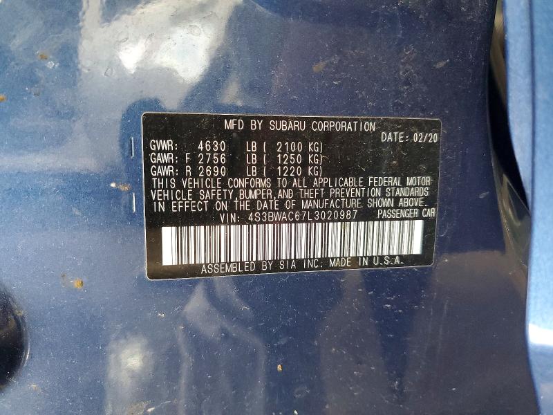 Продаж на аукціоні авто 2020 Subaru Legacy, vin: 4S3BWAC67L3020987, номер лоту: 55357636