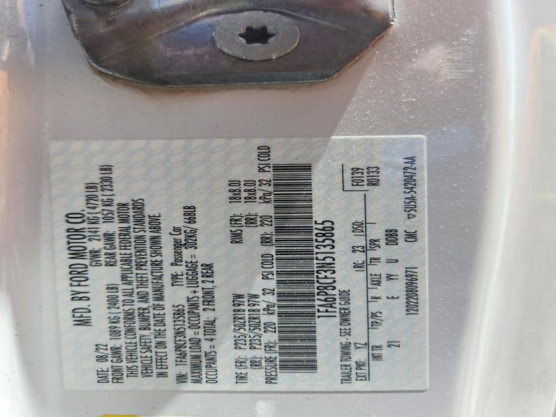 Продажа на аукционе авто 2022 Ford Mustang, vin: 1FA6P8CF3N5135865, номер лота: 52914116