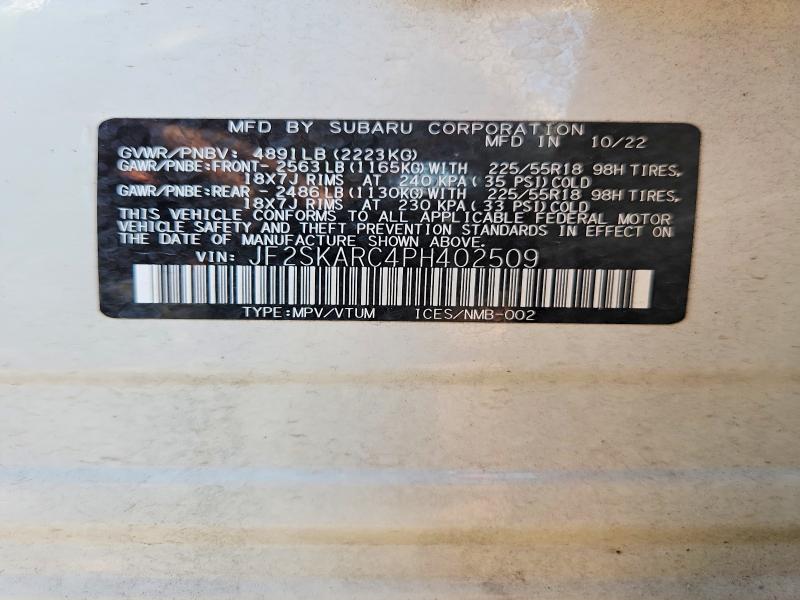 Продажа на аукционе авто 2023 Subaru Forester, vin: JF2SKARC4PH402509, номер лота: 53255726