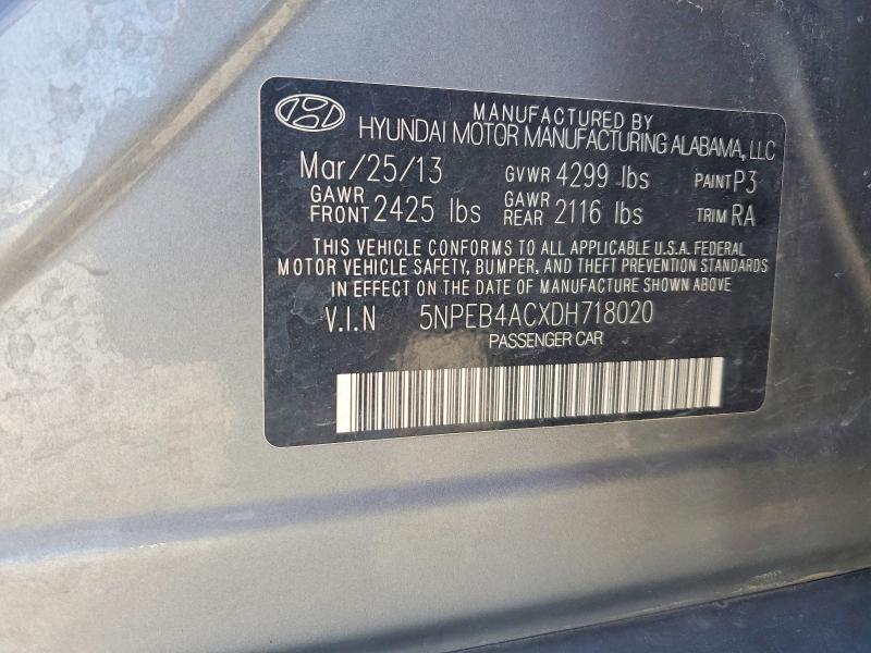 2013 Hyundai Sonata მანქანა იყიდება აუქციონზე, vin: 5NPEB4ACXDH718020, აუქციონის ნომერი: 54801716